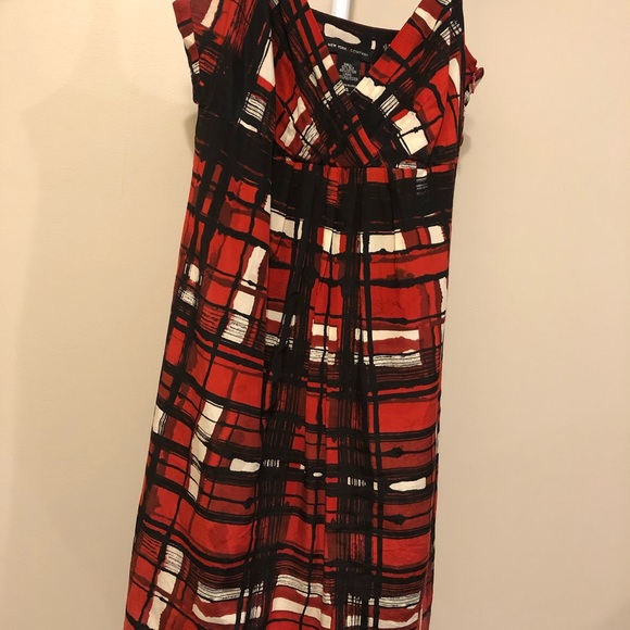 NYC red plaid straps dress with adjustable straps - Picture 1 of 5